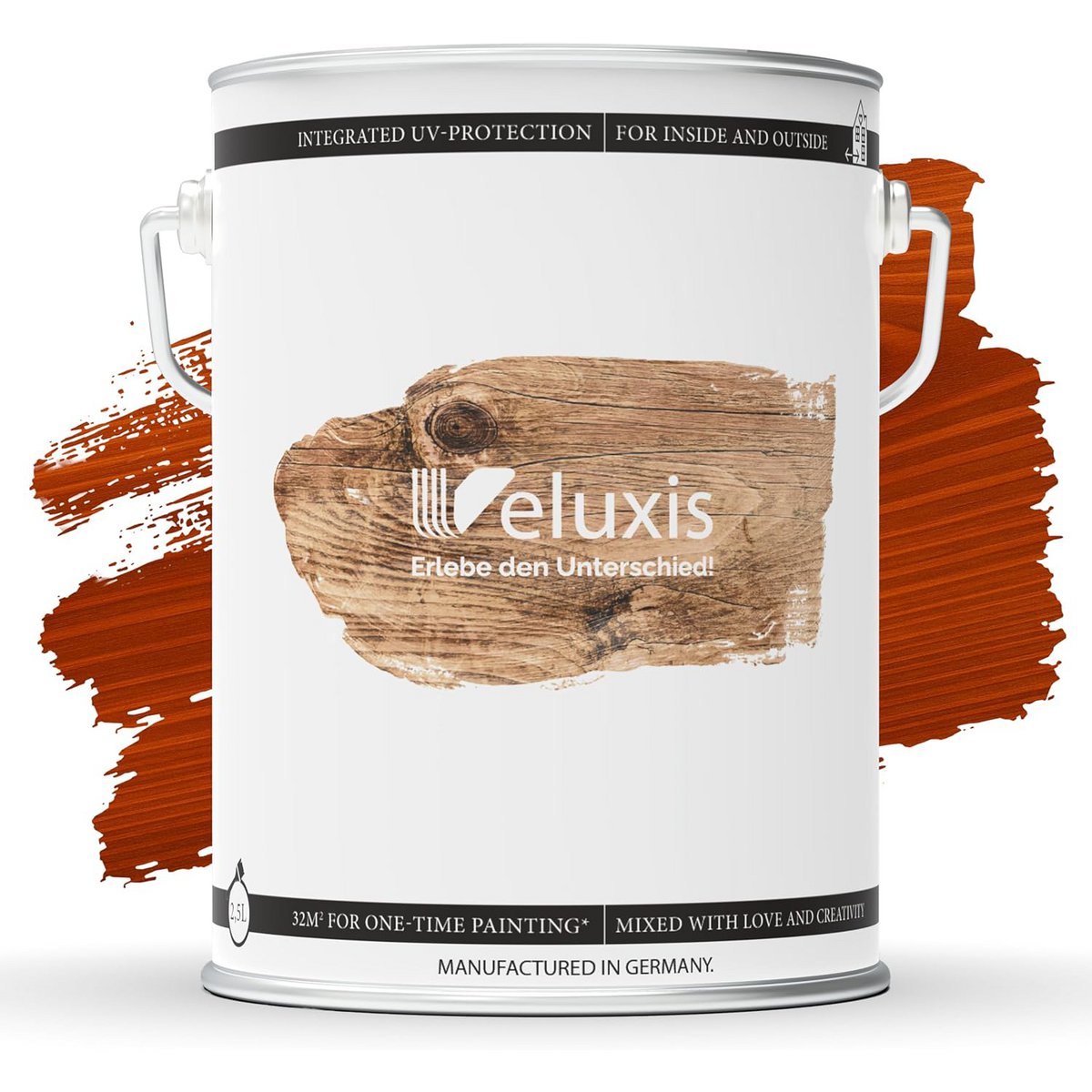 Veluxis® Hochwertige Holzlasur für Innen und Außen - 2,5 Liter, seidenglänzend, lösemittelfrei und UV-stabil, wetterfest - Made in Germany (Kiefer)