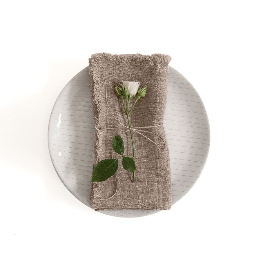 Tovaglioli in lino naturale con frange Set di 2