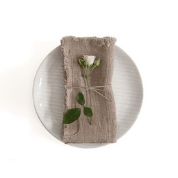 Natural Linen Napkins with Fringes Set of 2
