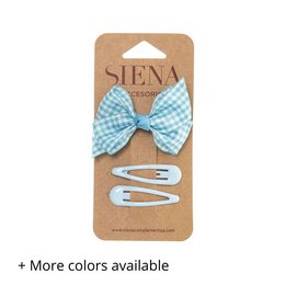 Zestaw Vichy Gingham Bow z różnymi klipsami