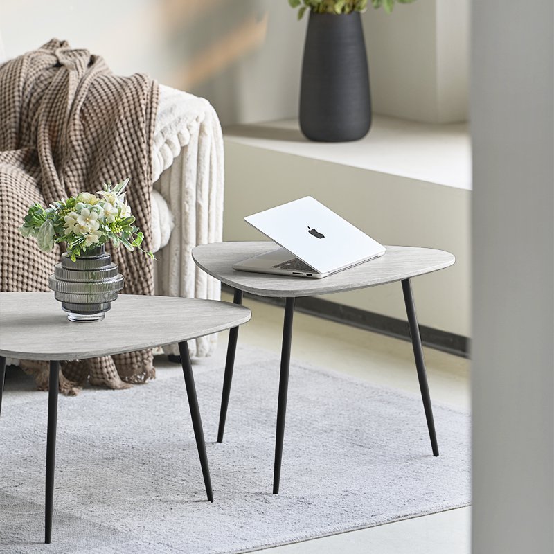 Piper Coffee Table Set [Travertine Stone] [Beige] [White]