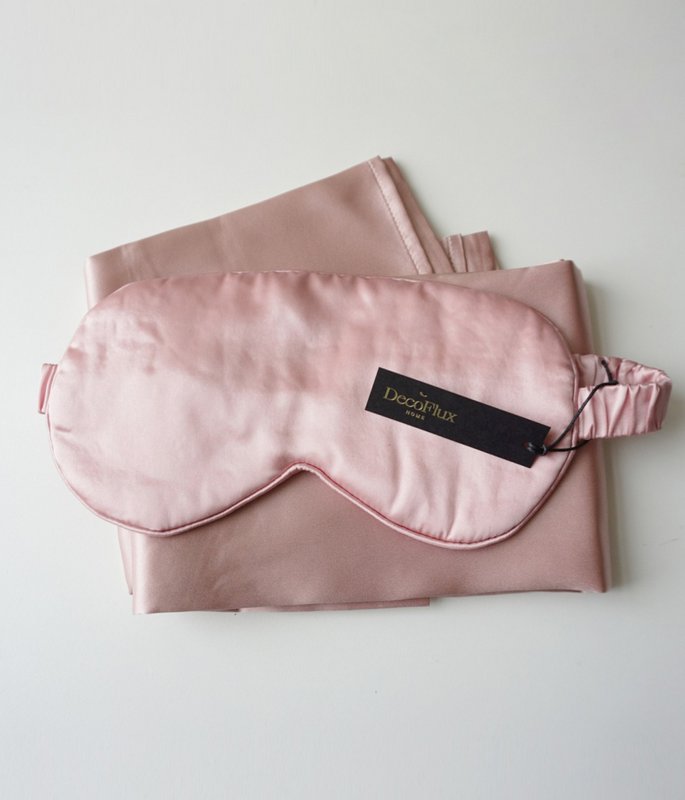 Set aus Schlafmaske + Kissenbezug Solid Pink