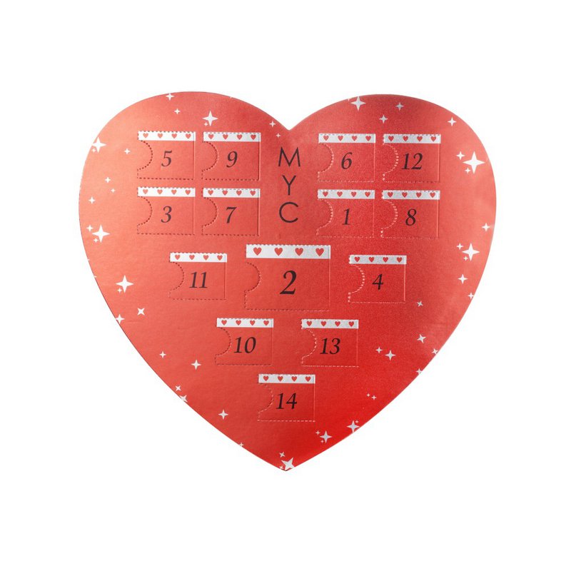 Advent calendar Heart box - 14 jewels - Gold finish