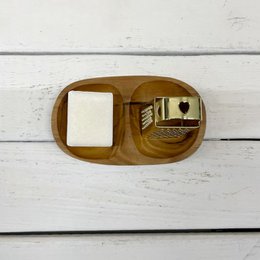 Schüssel Holz Zwei Fächer Natur