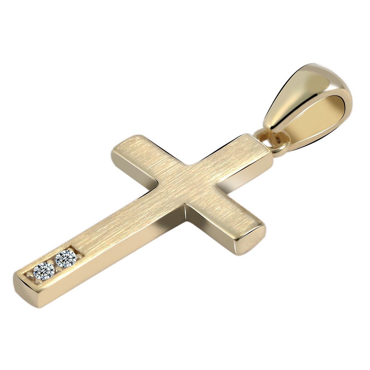 375/-Złota zawieszka "Jewel" bez łańcuszka, krzyżyk, lamówka, 9 karat, żółte złoto