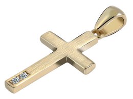 375/-Złota zawieszka "Jewel" bez łańcuszka, krzyżyk, lamówka, 9 karat, żółte złoto