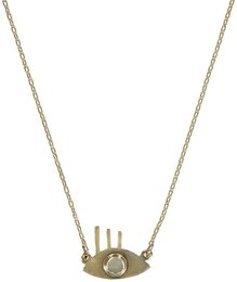 Gold-plated necklace with eye-shaped charm and three prongs, limited edition.