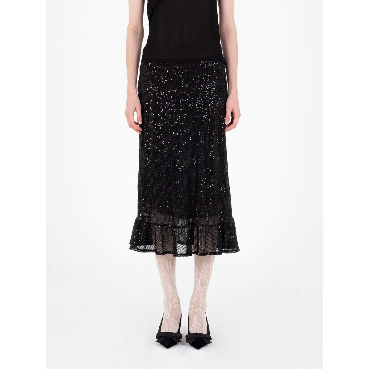 Gonna longuette nera con paillettes Esteem
