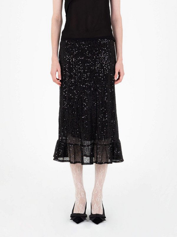 Gonna longuette nera con paillettes Esteem