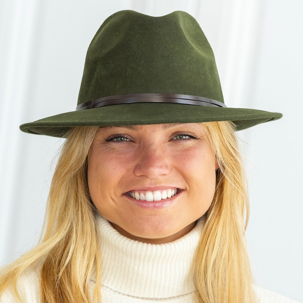 CHAPEAU FEUTRE - lien cuir, bord cousu