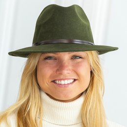 CHAPEAU FEUTRE - lien cuir, bord cousu