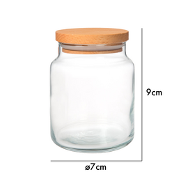 Pot de conservation en verre Joy Kitchen avec couvercle en bois 290 cc | ø 7 x 9 cm | bocaux de conservation en verre avec couvercle | pot de bonbons | Couvercle en bois | bocaux de conservation en verre | marmite de café | bonbonnière en verre avec...