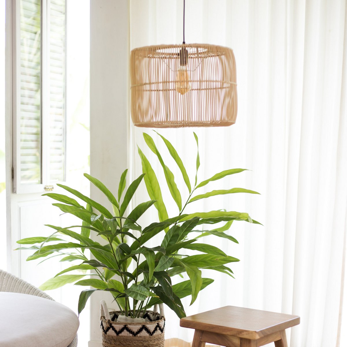 Lampe en rotin | Abat-jour Boho | Suspension LIKU (2 tailles)
