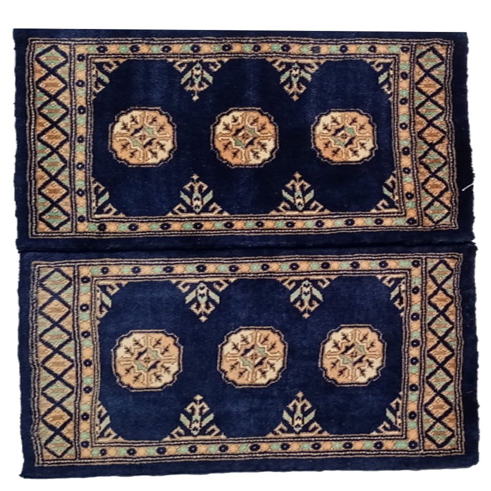 Bokhara Handgeknoopt Blauw Houtskool Wollen Mat