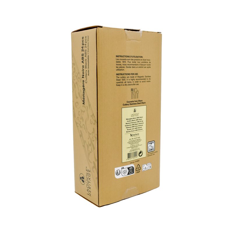 Ménagère Laguiole HERITAGE - Manche Noir ABS – 24 pièces