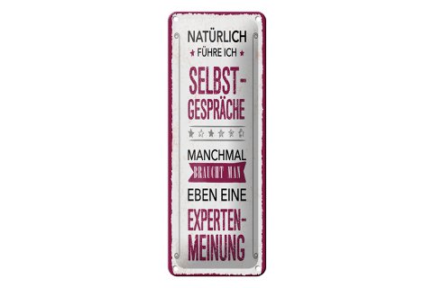 Tinnen bord met de tekst 27x10 cm Natuurlijk praat ik tegen mezelf decoratief bord
