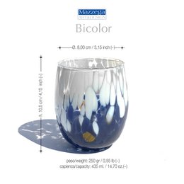 6 große zweifarbige Wassergläser aus mundgeblasenem und handgefertigtem Glas mit Murano-Murrine, Linie „I Colori di Murano“, 435 ml. Hergestellt in Italien