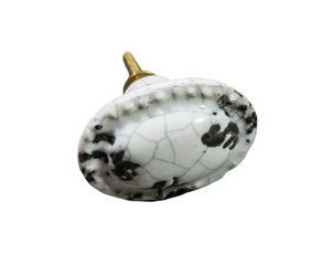 porseleinen knop SHABBY CHIC craquelé-wit