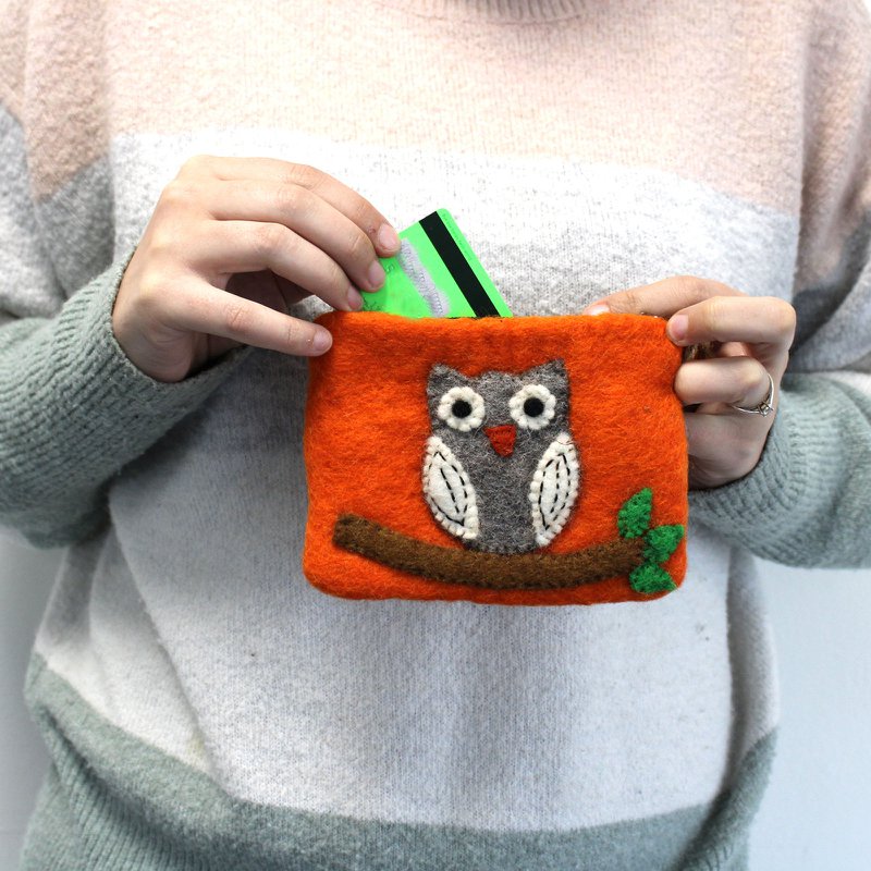 Monedero de Fieltro Natural (surt) - Búho en Rama