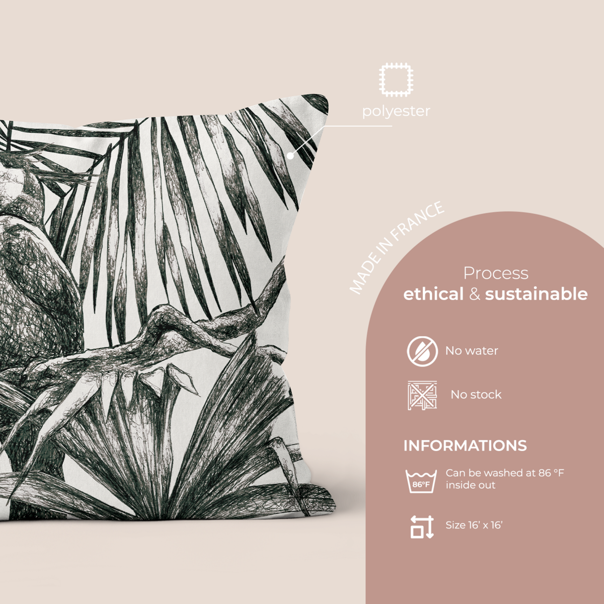 Polyester tropical decorative cushion 40x40cm 40x67cm - Alba model
