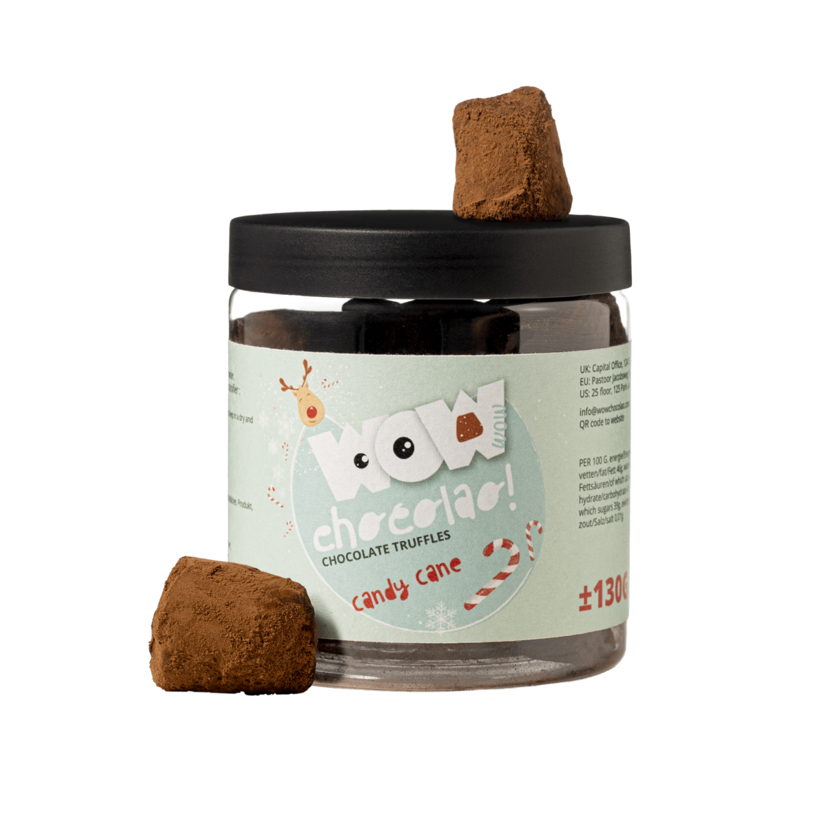 Candy Cane Juletrøfler Gavekrukke 130g | Pebermynte Holiday Chokolade