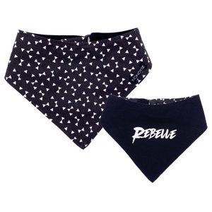 Black and white "rebel" reversible bandana