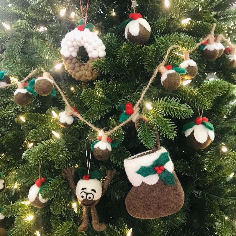 Decorazione d'attaccatura della calza del budino di Natale biodegradabile fatta a mano in feltro