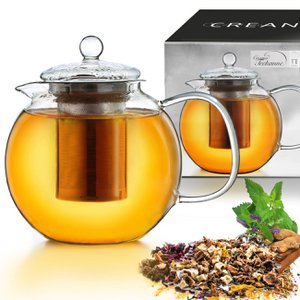 Creano glass teapot 0.85l with stainless steel strainer