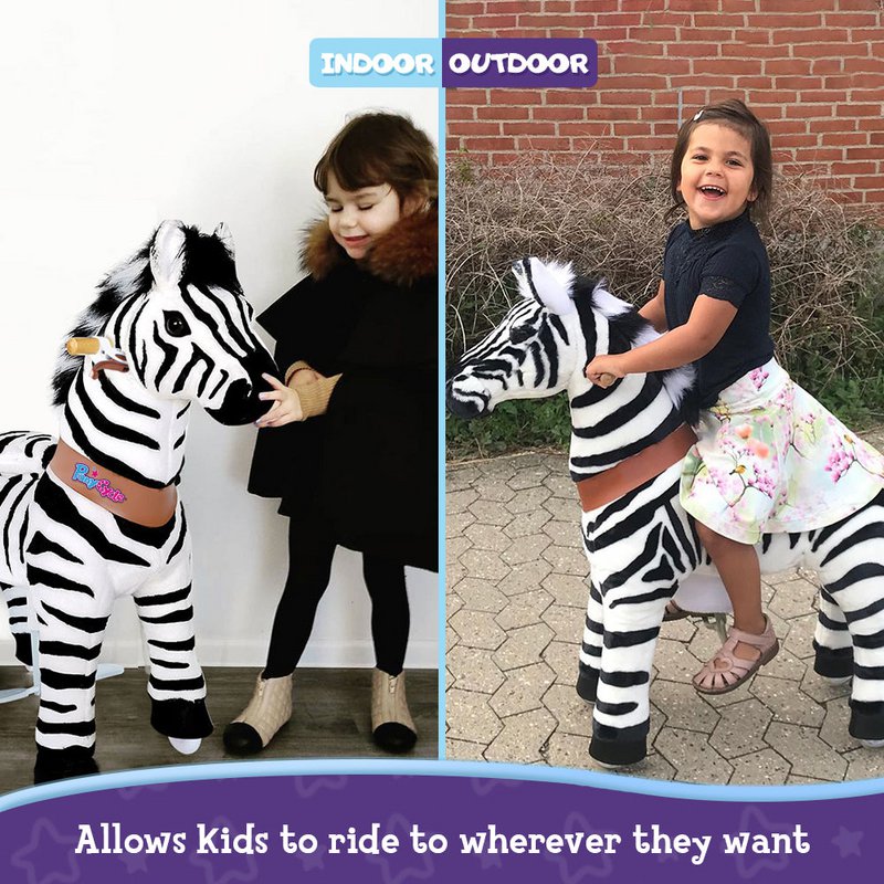 PonyCycle Offizielles Aufsitzspielzeug Modell U Zebra Größe 3 und 4 mit Bremse