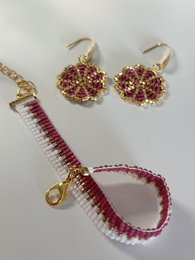 Bracelet miyuki beads white/pink