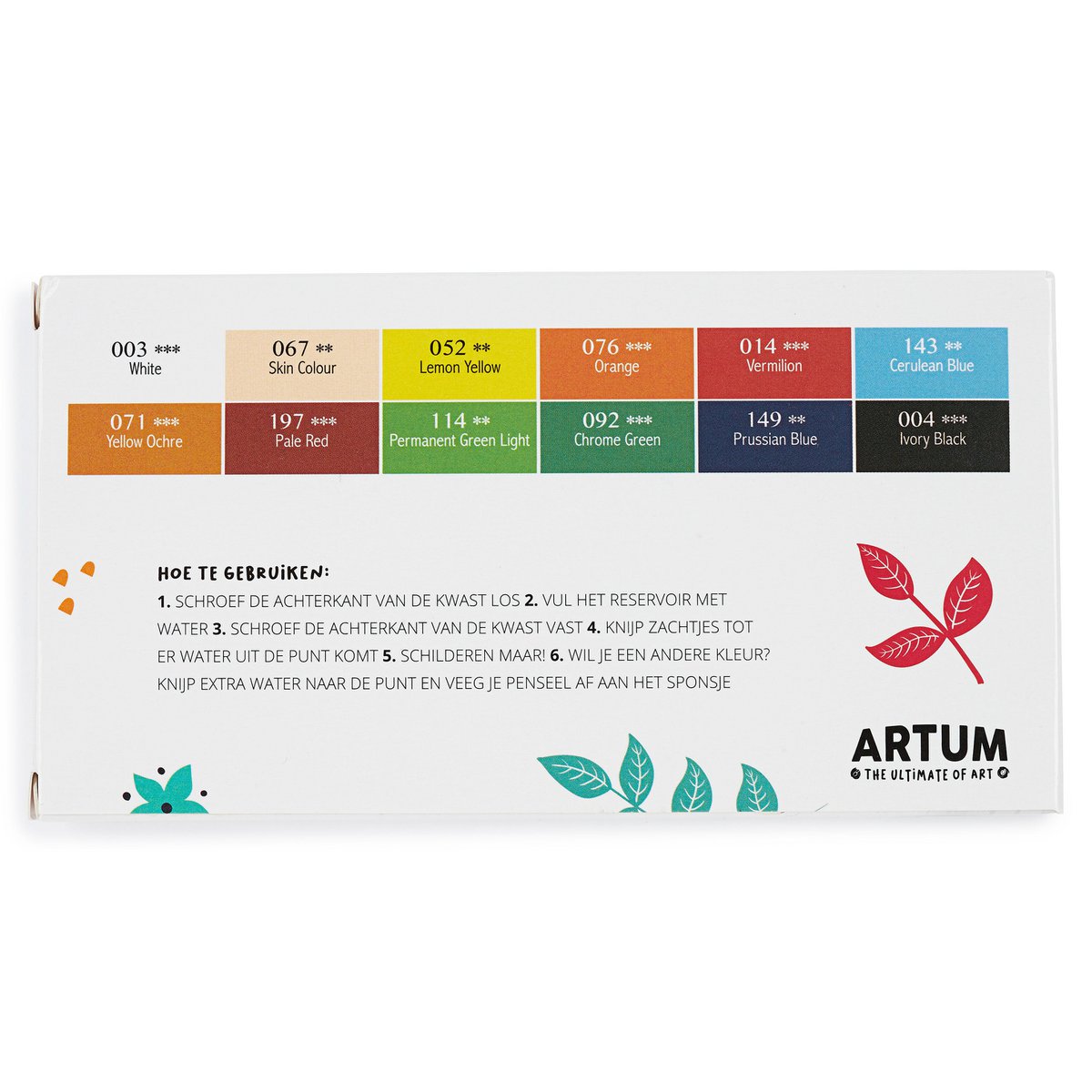 Watercolor Paint Set with 12 Colors