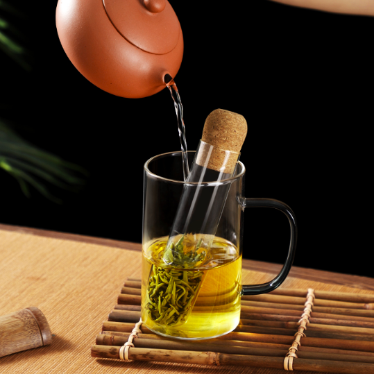 Glass tea infuser with cork stopper - 2 sizes available