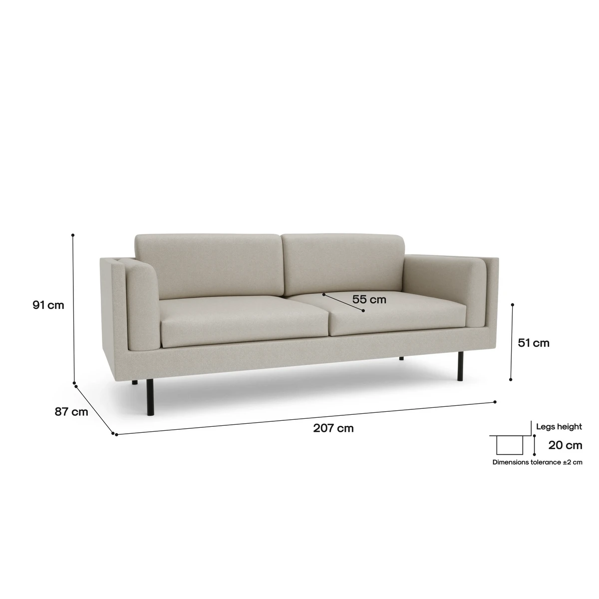 3-Seater Sofa CHELSEA - Cream