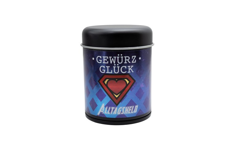 Gewürz-Glück Real Guys Gift Box - Set of 4 Spice Jars with Real Guy Steak Spice, Everyday Hero All-Round Spice, Great Tuber Potato Spice & Devil's Stuff Chili Spice