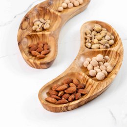 Divided Olive Wood Appetizer Plates – Handmade