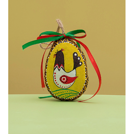 Small yellow Easter Egg with a bird