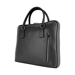RB1019A | Unisex Business Briefcase i ægte læder Fremstillet i Italien med aftagelig skulderrem. Tilbehør med skinnende nikkelmetal karabinhager - Sort farve - Mål: 37 x 29 x 6,5 cm