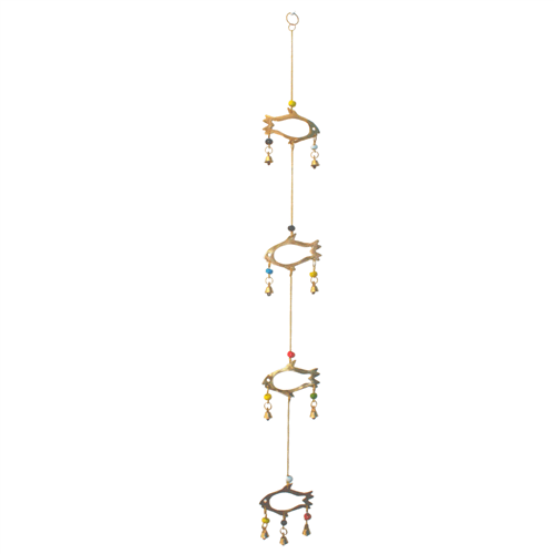Cloches suspendues avec 4 Poissons en Métal