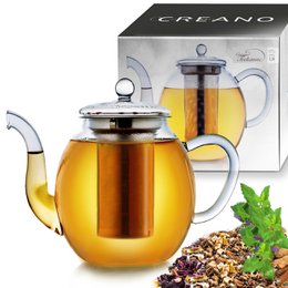 Creano glass teapot 1.5l with stainless steel strainer