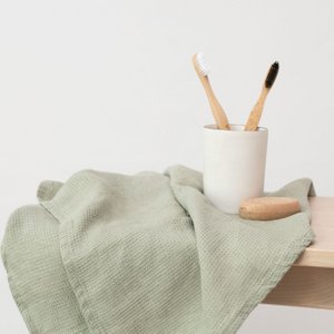 Sage Linen Fine Waffle Towel