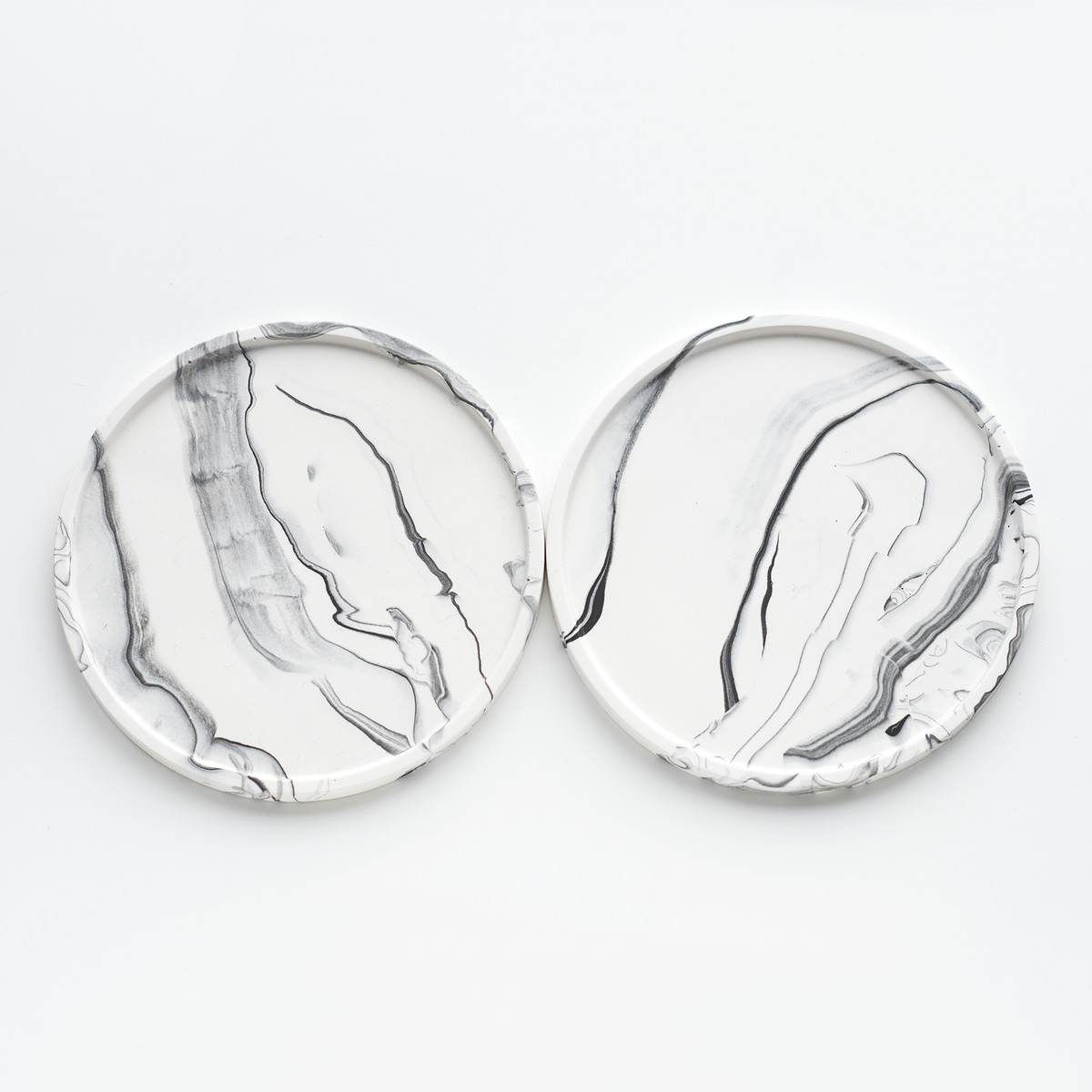 Jesmonite White Marble Round Trinket Tray