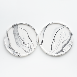 Jesmonite White Marble Round Trinket Tray