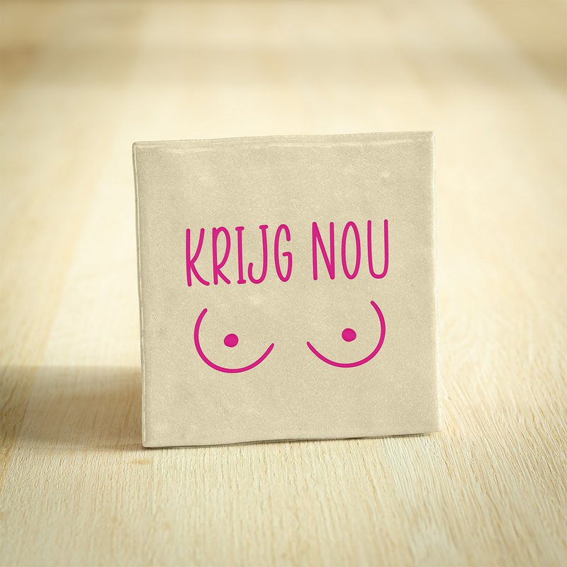 Tegeltje - Krijg nou tieten | Beige | 10x10cm