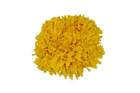 Handmade Cotton Cushion Cover with Fringes, Yellow, 35 cm Diameter