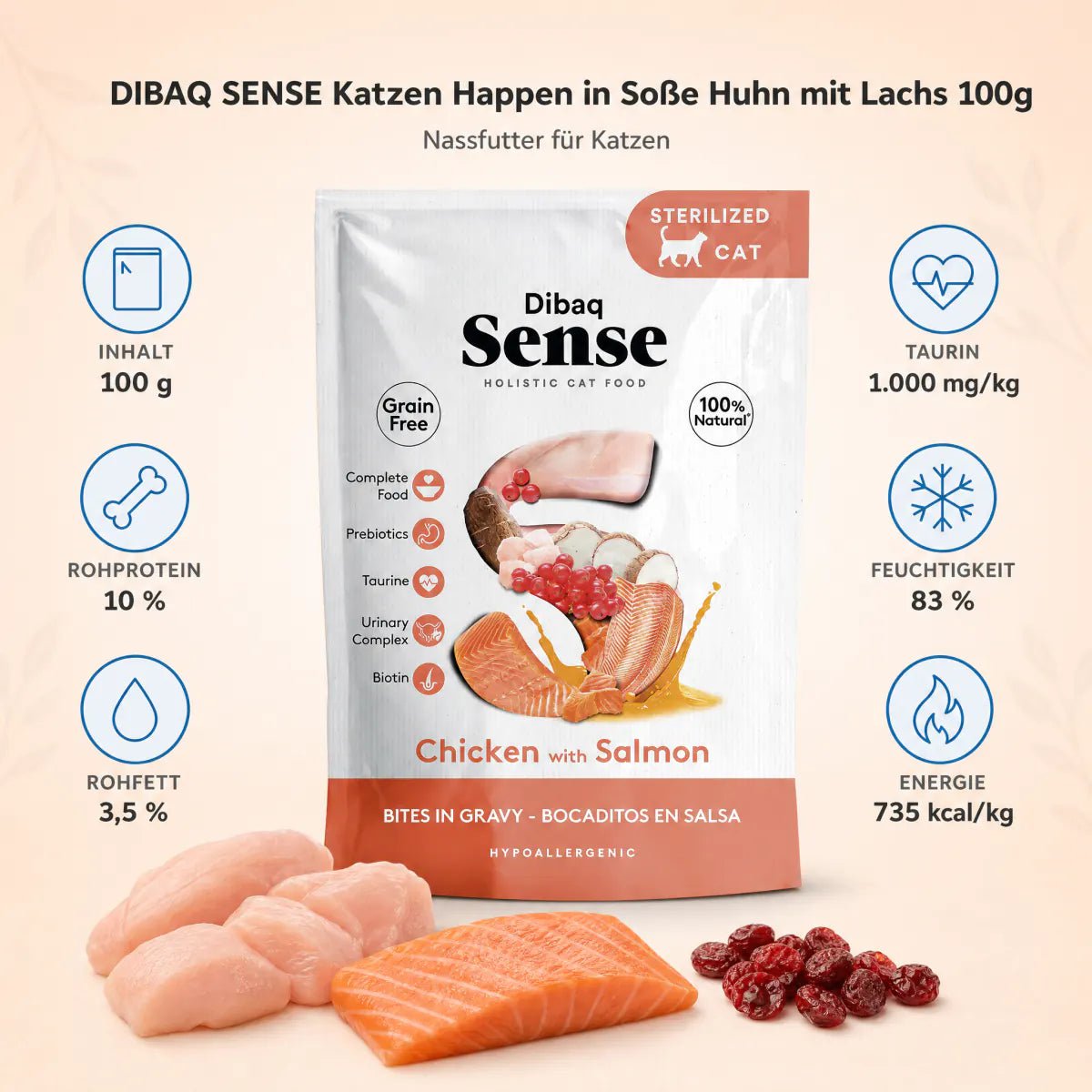 DIBAQ SENSE Katzen Happen in Soße Huhn mit Lachs 100g