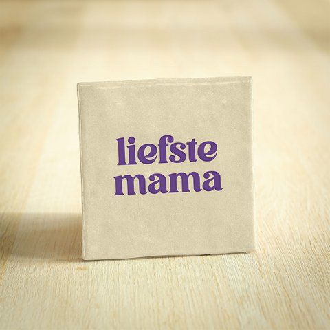 Tegeltje - Liefste Mama | Beige & Paars | 10x10cm
