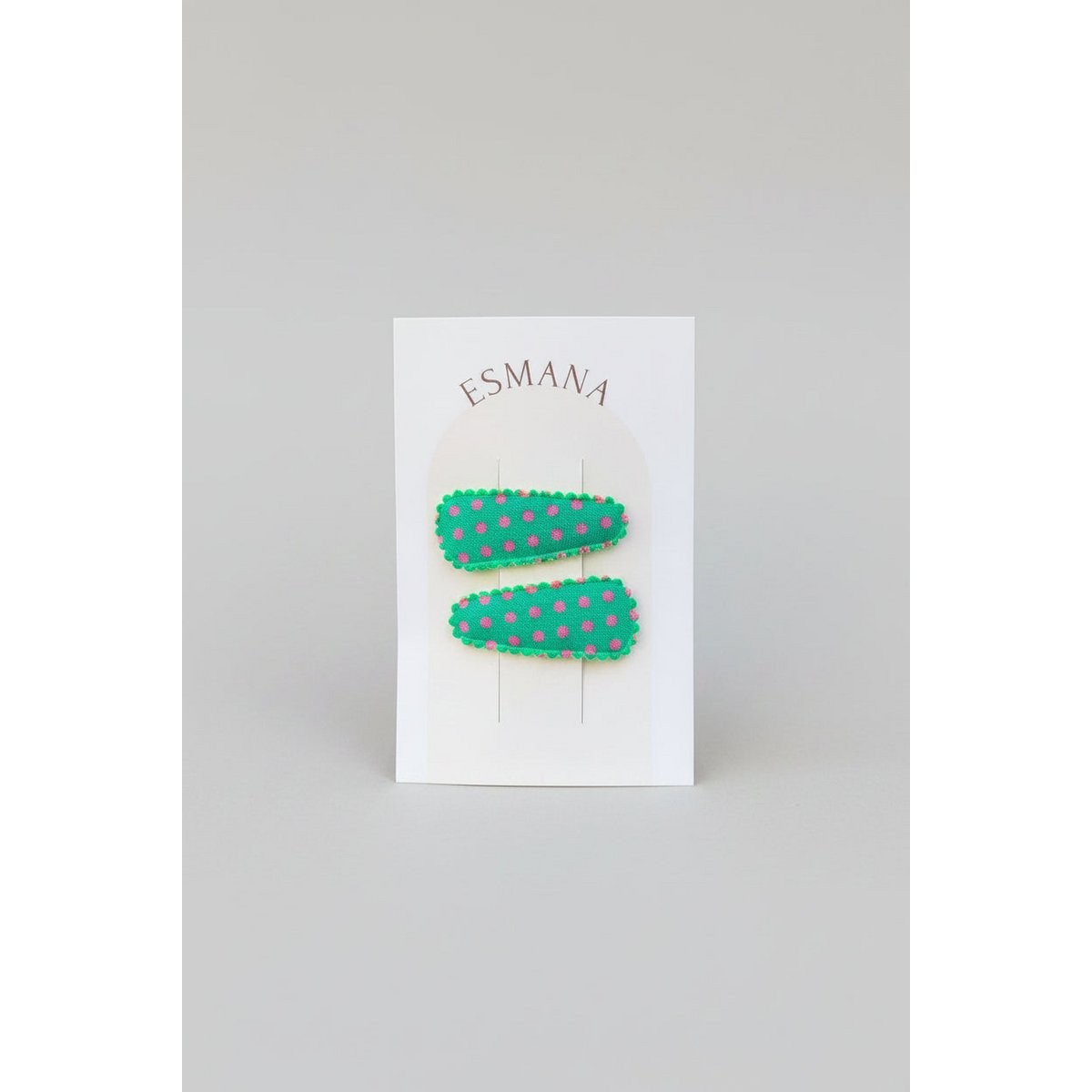 Baby snap pin green with pink dots