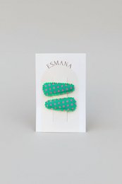 Spilla da bambino verde con pois rosa