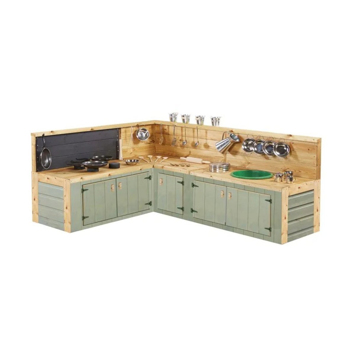 Cosy modderkeuken buiten COUNTRY GREEN hoekkeuken voor kinderen