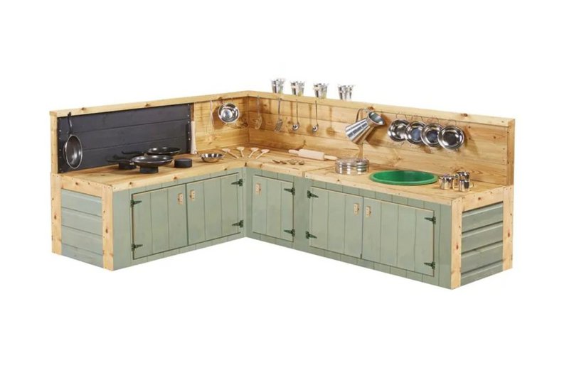 Cosy modderkeuken buiten COUNTRY GREEN hoekkeuken voor kinderen